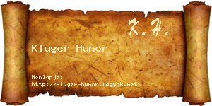 Kluger Hunor névjegykártya